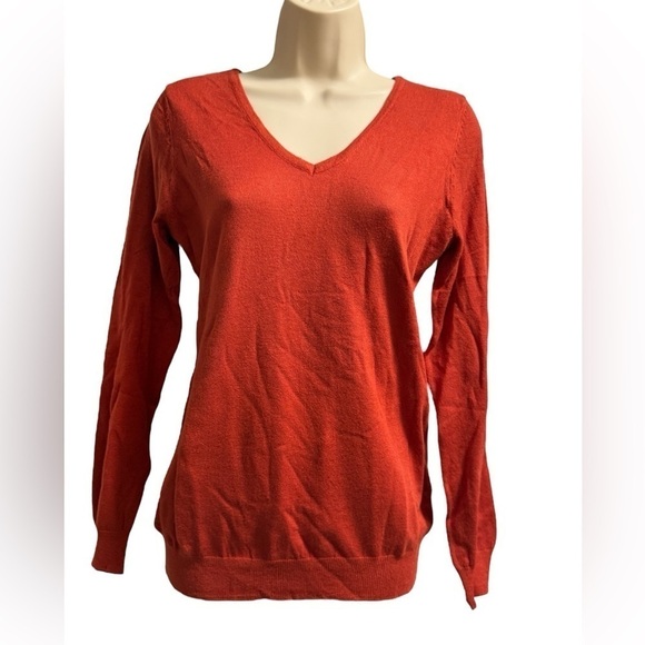 Love Ellie Burnt Orange V Neck Sweater XS - Picture 2 of 11